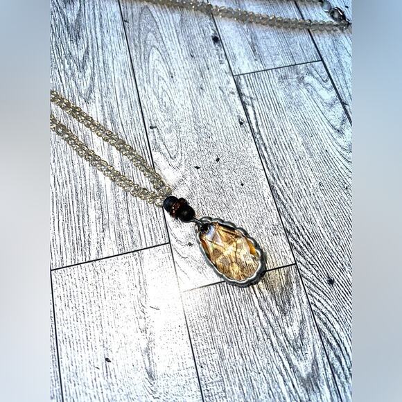 Boutique Boho Handcrafted Clear Crystal Bead Teardrop Pendant Necklace - Picture 4 of 9
